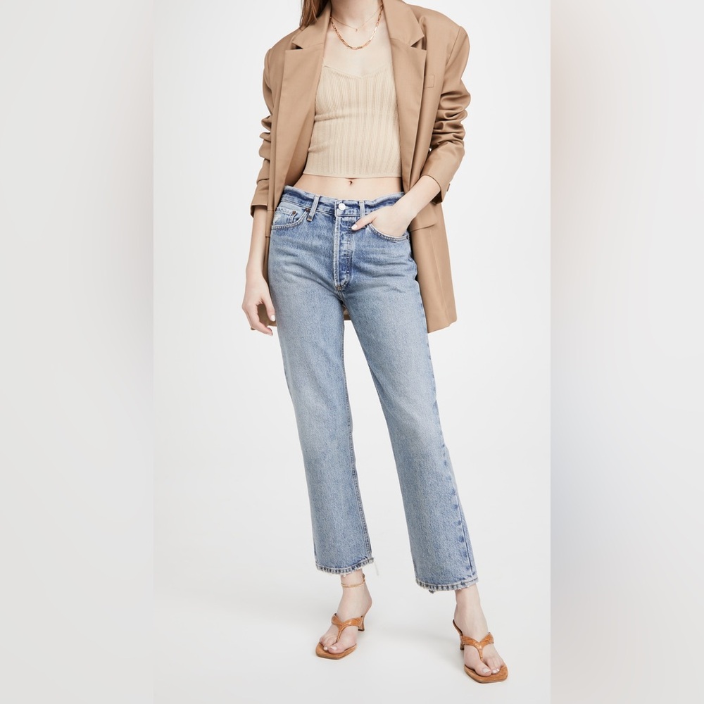 AGOLDE - Lana Crop Mid Rise Vintage Straight Jeans - color Emulsion - size 34
